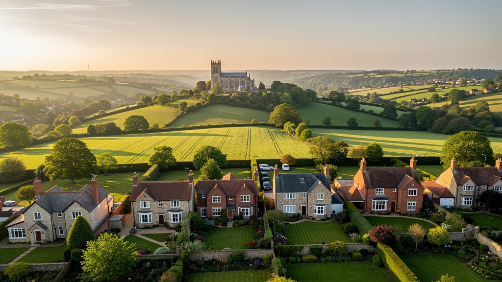 Panoramic view of Surrey hills and countryside where our surveyors operate